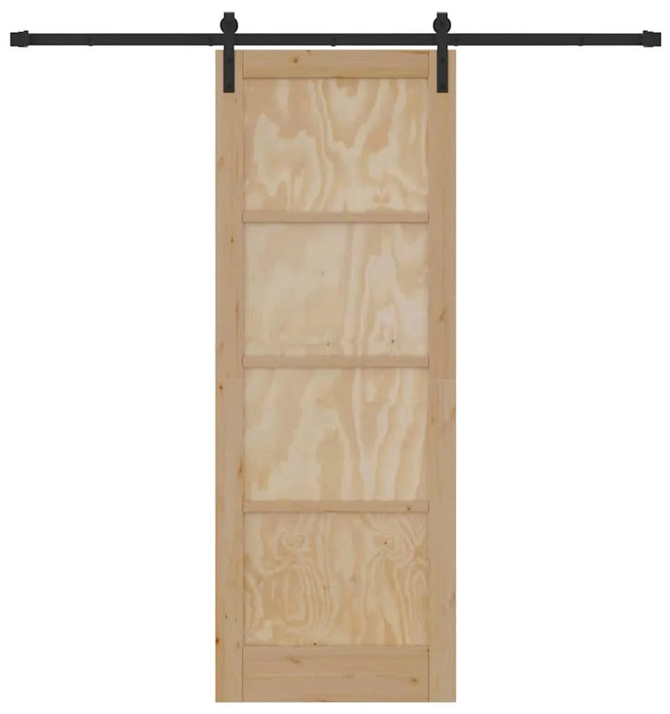 Porta Deslizante vidaXL com Conjunto de Ferragens 78x211 cm Madeira Só