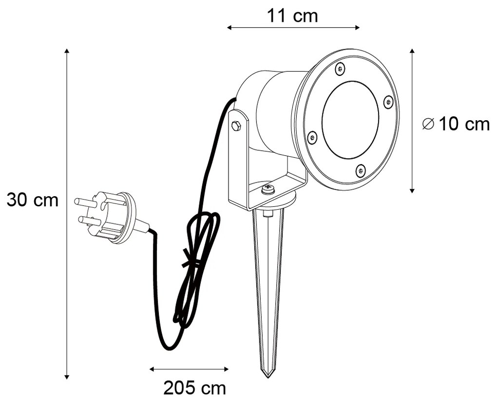 Foco de Jardim Bege GU10 50mm Ajustável IP65 Incl. Cabo e Ficha - Basic Moderno