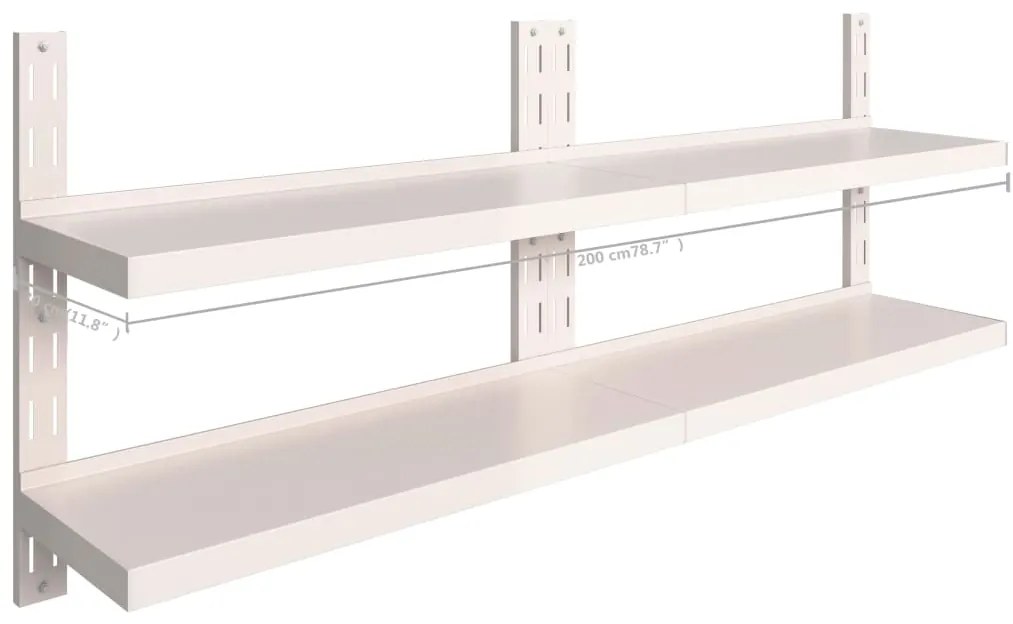 Prateleiras de parede suspensas 2 pcs 200x30 cm aço inoxidável