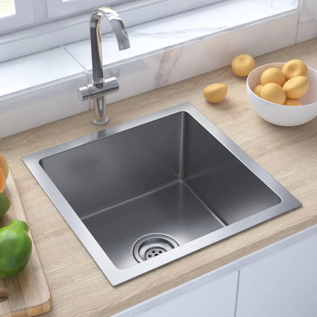 51500 vidaXL Lava-louça de cozinha artesanal aço inoxidável