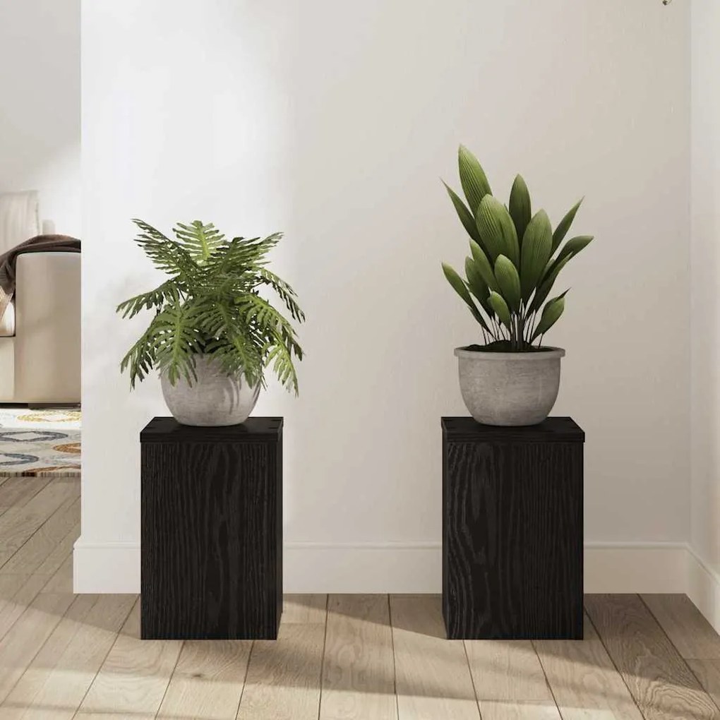 Suportes para Plantas - 2 pcs - Carvalho Preto - 20 x 20 x 30 cm - Mad