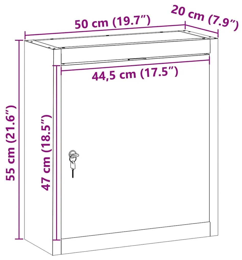 Armário de Ferramentas Parede vidaXL Preto 50x20x55 cm Aço