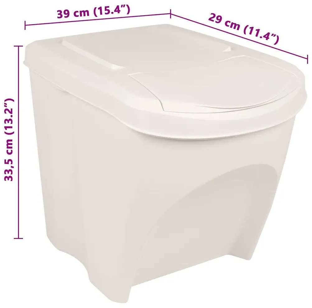 Caixotes do lixo empilháveis 3 pcs 75 L polipropileno branco