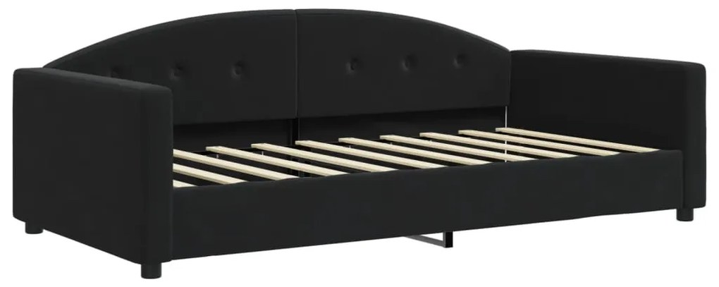 Sofá-cama com gavetão e gavetas 90x190 cm veludo preto