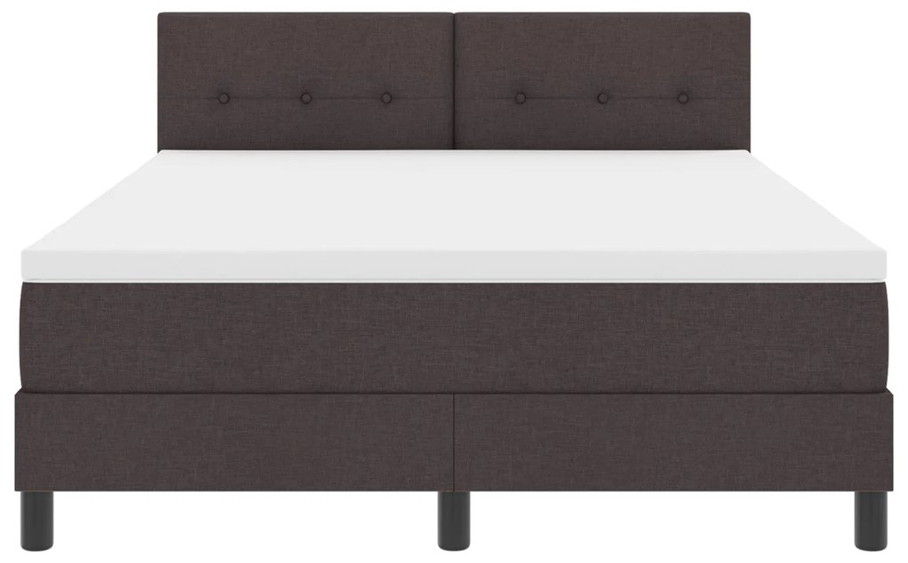 Cama com Box Spring e Colchão Castanho Escuro 140x190 cm Tecido