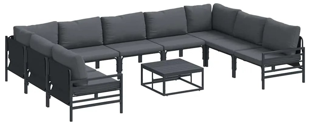 Conjunto de Sofá de Jardim 10 pcs Antracite Aço