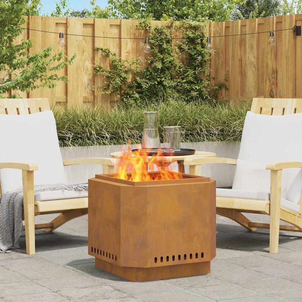 vidaXL Fire Pit Castanho 58 x 58 x 51 cm Aço corten