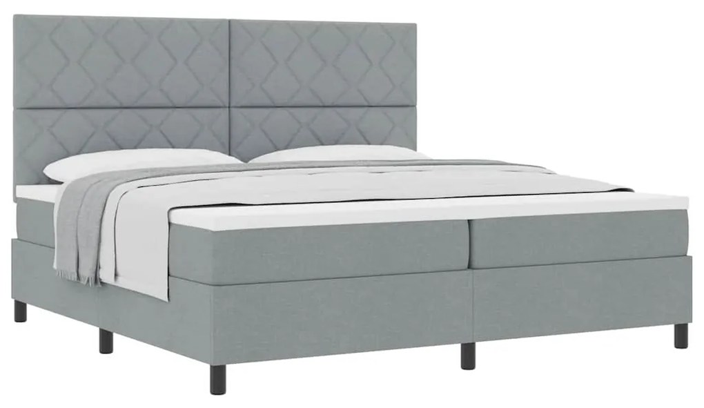 Cama Box Spring com Colchão Cinza Claro 200x200 cm Tecido