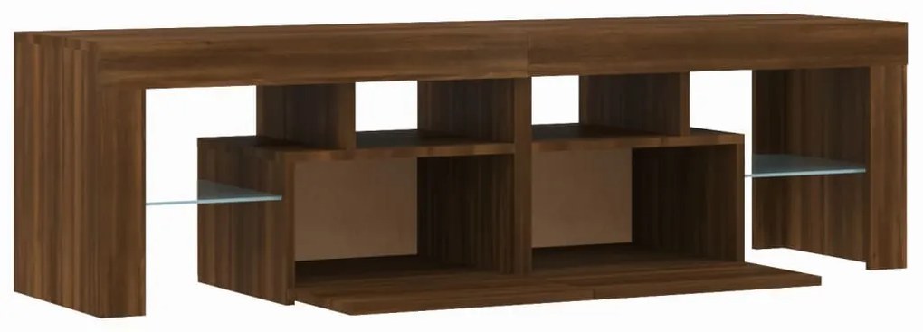Móvel de TV com luzes LED 140x36,5x40 cm carvalho castanho