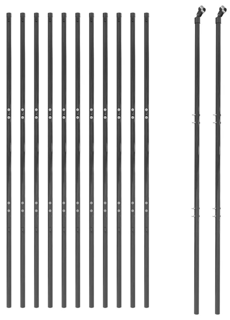 Cerca de malha de arame 1,4x25 m aço galvanizado antracite