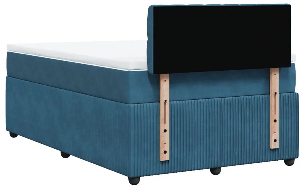 Cama boxspring com colchão 120x190 cm veludo azul