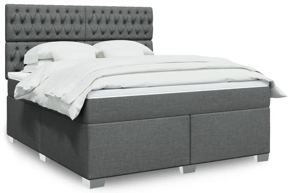 vidaXL Cama com molas/colchão 180x200 cm tecido cinzento-escuro