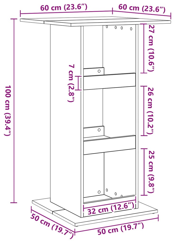 Mesa de Bar com Armazenamento Carvalho Preto 60x60x102 cm Madeira Enge