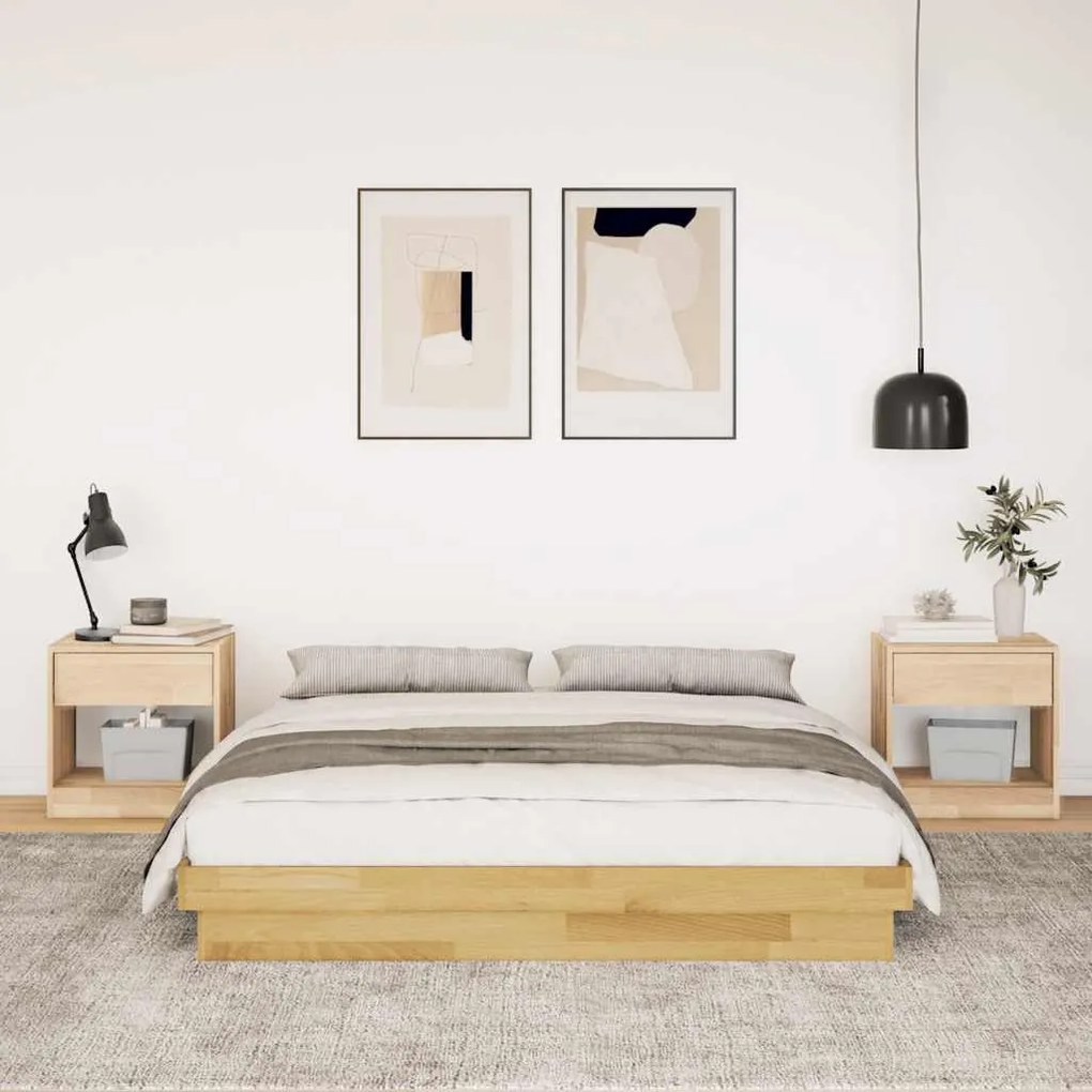 Estrutura de cama sem colchão 150x200 cm de madeira de carvalho