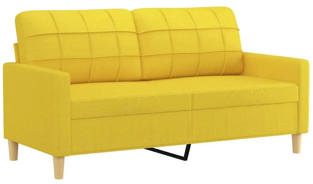 Sofá 2 lug. + almofadas decorativas 140 cm tecido amarelo-claro