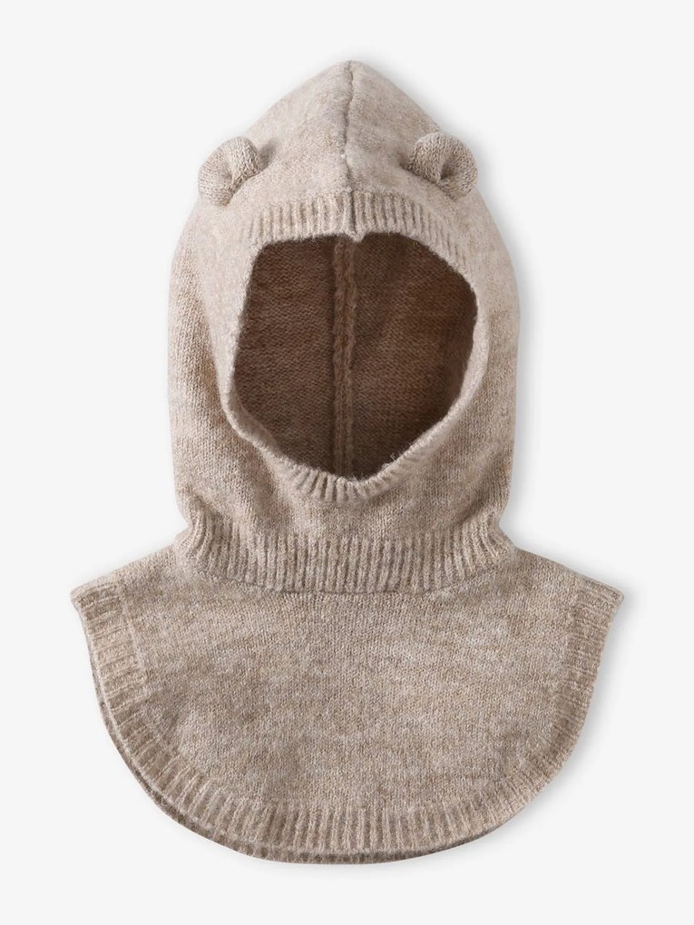 Gorro com plastrão em malha, para bebé menina bege mesclado