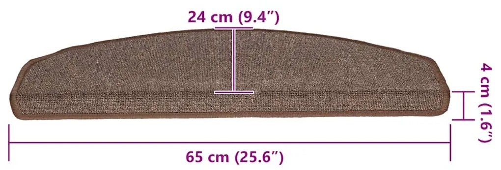 Tapetes de escada 20 pcs 65x24x4 cm castanho café
