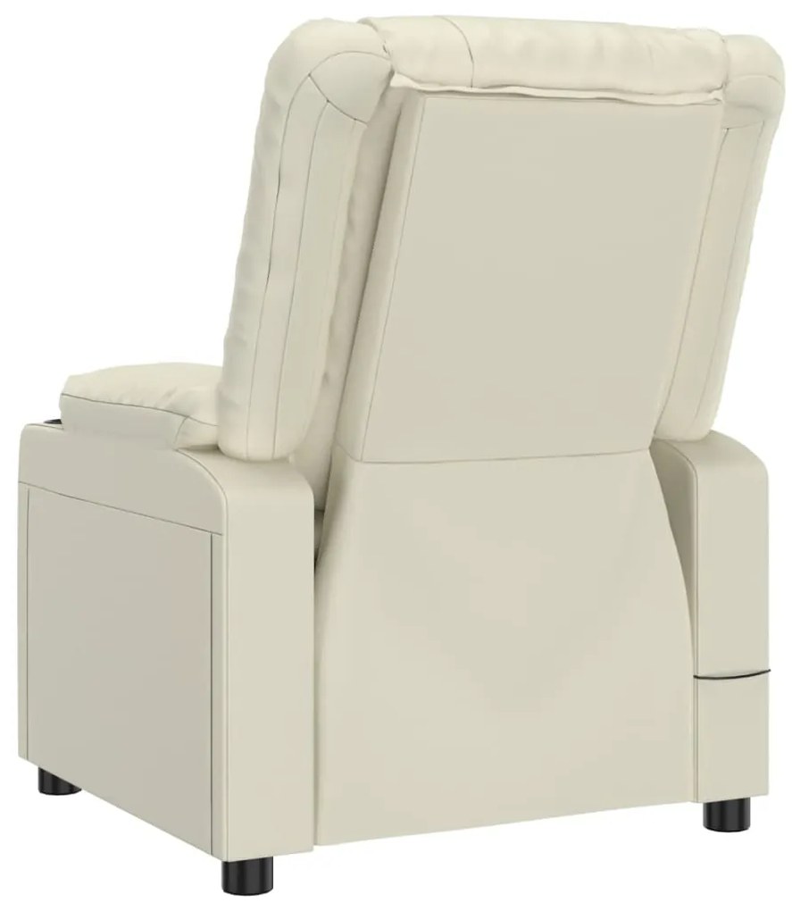 Poltrona reclinável elétrica couro artificial cor creme