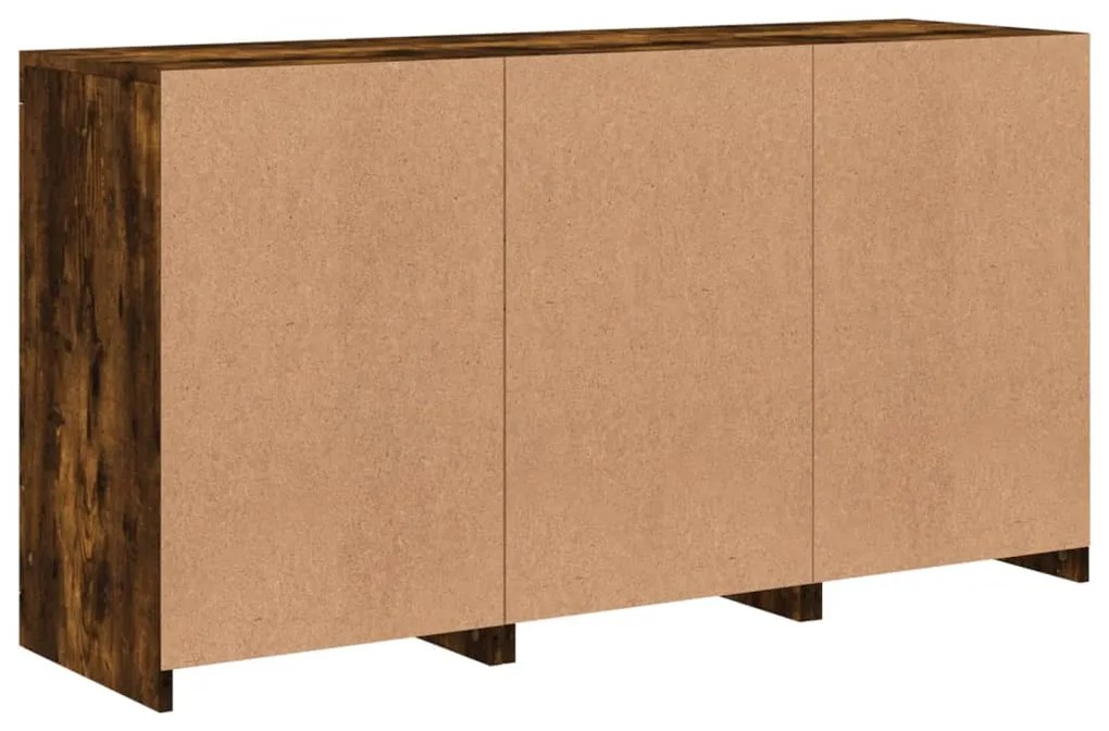 Aparador com luzes LED 123x37x67 cm carvalho fumado