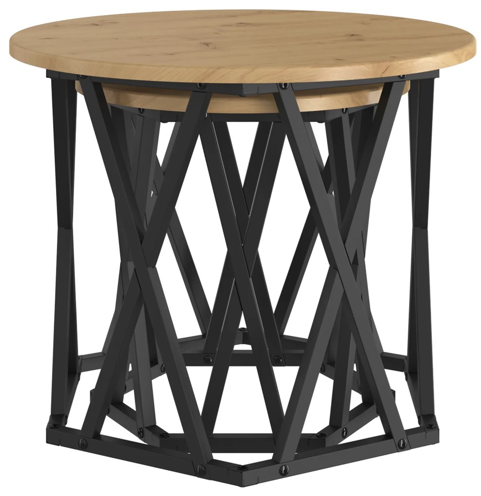 Mesas Laterais Empilháveis vidaXL 2 pcs Carvalho Artesanal Madeira Eng