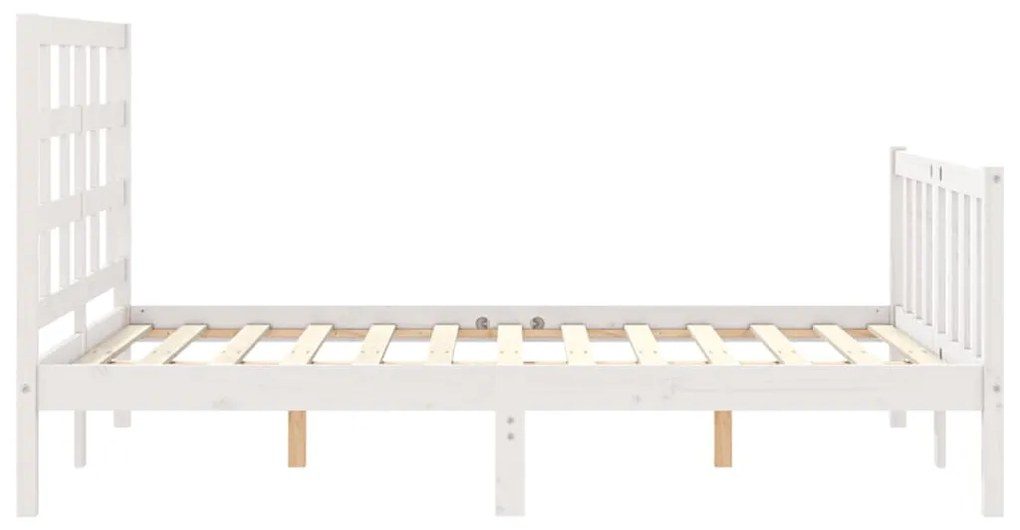 Estrutura de cama com cabeceira 140x190cm madeira maciça branco