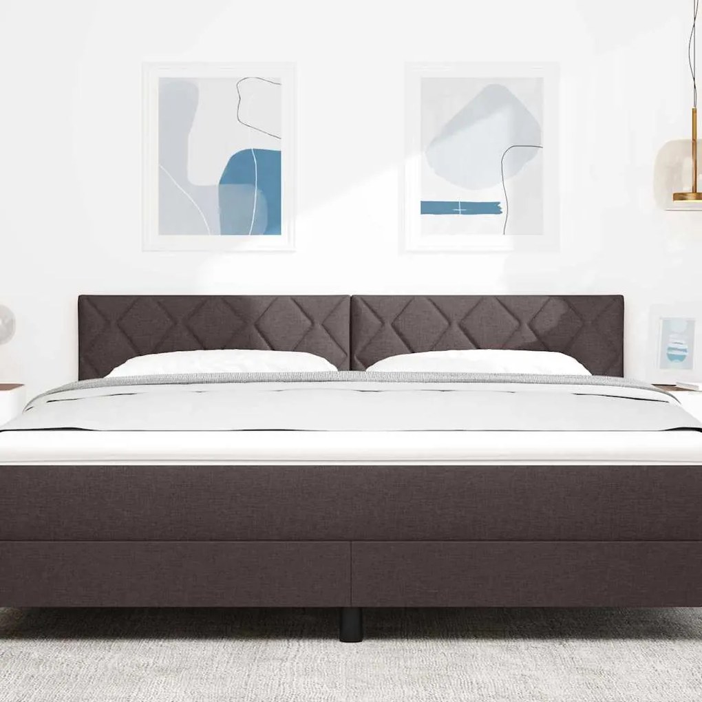 Cabeceira Design Blocos de Diamante Castanho Escuro 180 cm, Tecido.
