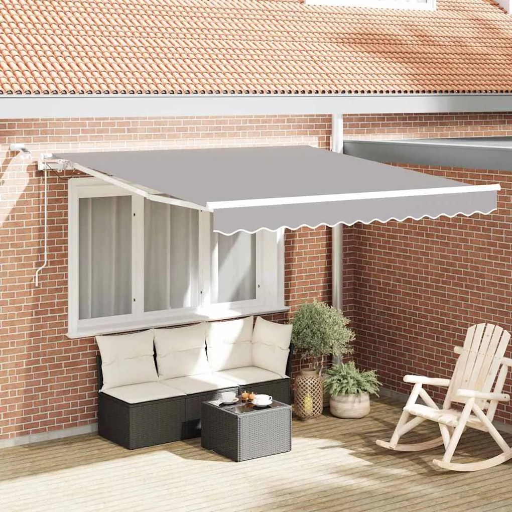 vidaXL Toldo Retrátil Cinzento-claro 300 x 250 cm Poliéster e Metal