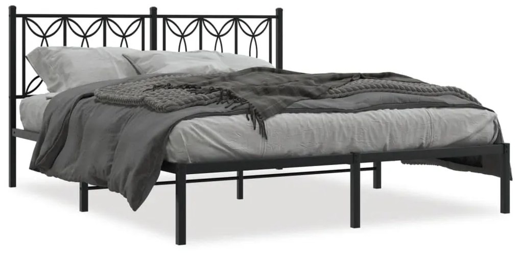 Estrutura de cama com cabeceira 160x200 cm metal preto