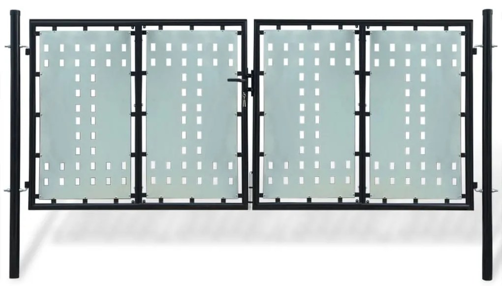 Portão de cerca com porta única 300x175 cm preto