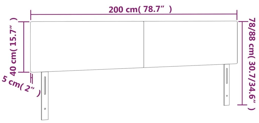 Cabeceira de cama 2 pcs veludo 100x5x78/88 cm cinzento-escuro