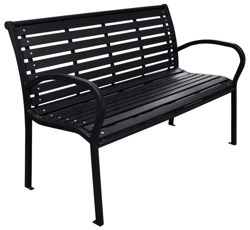 vidaXL Banco de jardim 116 cm aço e WPC preto