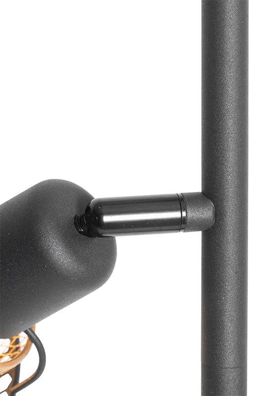 Candeeiro de pé design preto com dourado 3-luzes - Noud Design