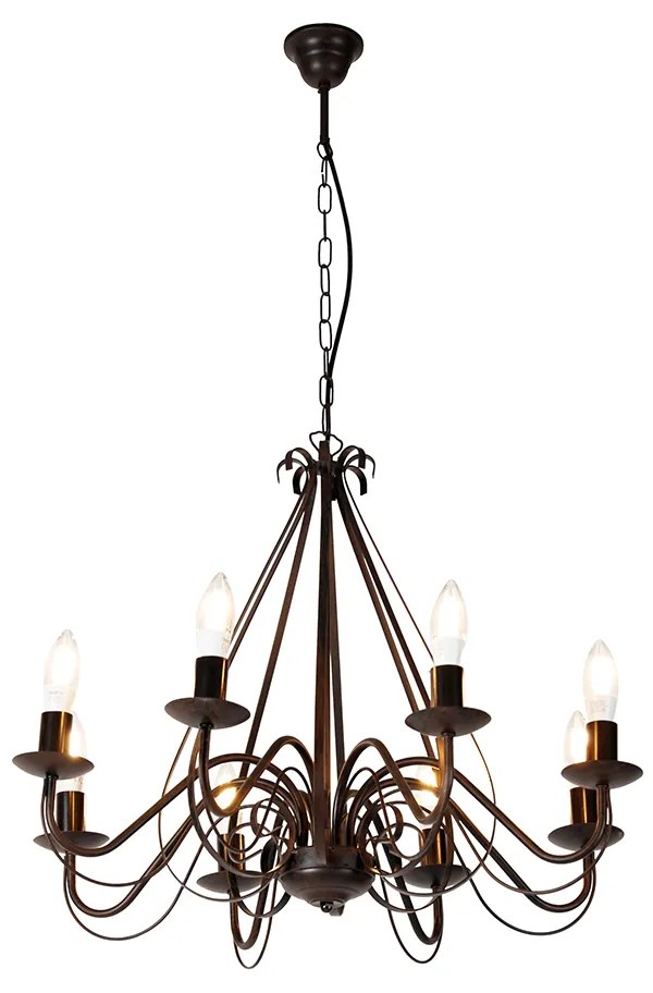 LED Candeeiro de candelabros inteligente castanho ferrugem 8 luzes incl. Wifi B35 - Giuseppe Clássico / Antigo,Country / Rústico