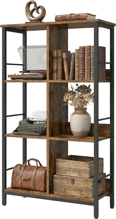 Estante com 3 níveis e 6 compartimentos 30 x 60 x 114 cm castanho-preto