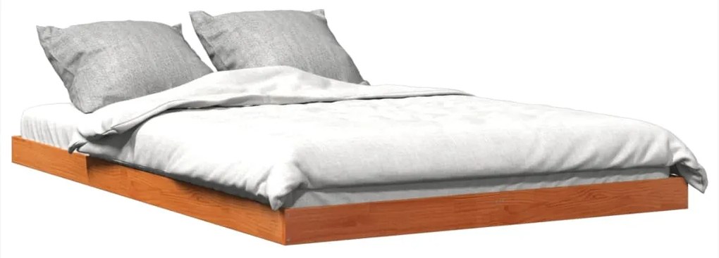 Estrutura de cama 140x200 cm madeira pinho maciça castanho cera