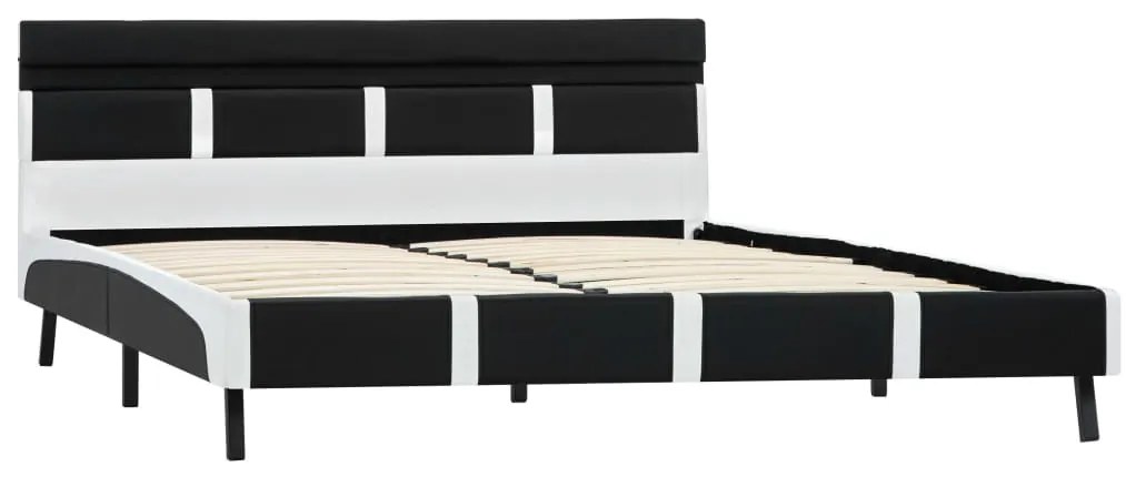 Estrutura de cama com LED 140x200 cm couro artificial preto