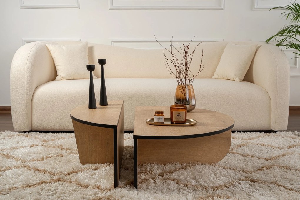 Mesa de Café Orion - Carvalho Mel e Preto - 90x30x60cm & 85x35x30cm