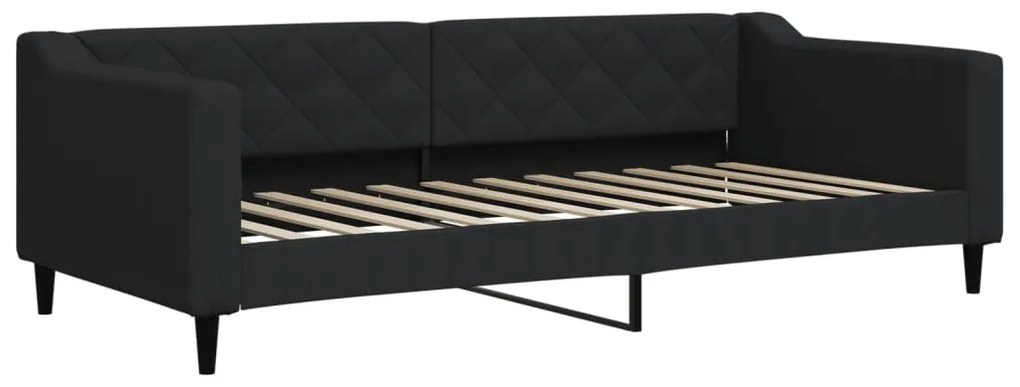 Sofá-cama com gavetão e gavetas 90x200 cm tecido preto