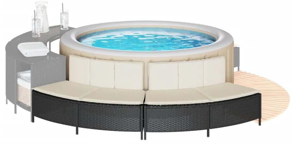 vidaXL Bancos p/ banheira de hidrom. c/ almofadões 2 pcs vime PE preto