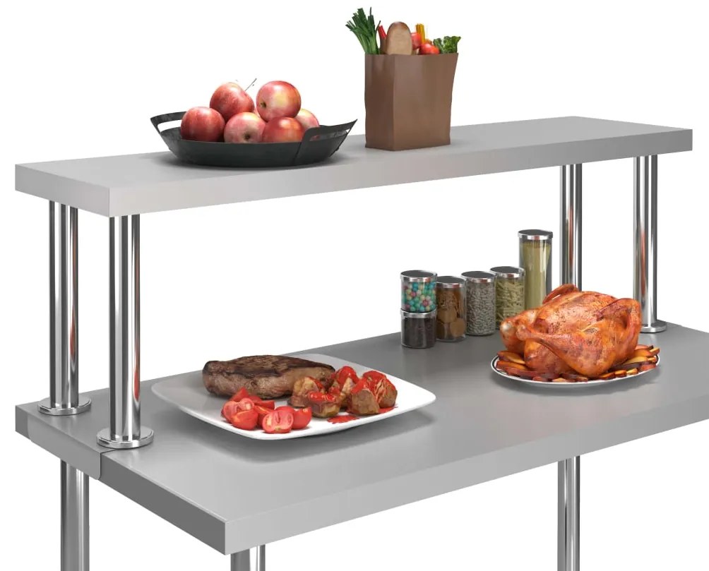 Prateleira para mesa de trabalho 120x30x35 cm aço inoxidável