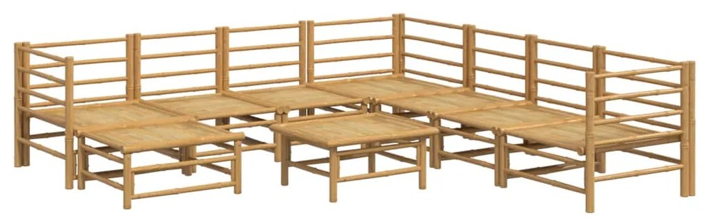 9 pcs conj. lounge de jardim bambu c/ almofadões cinzento-claro