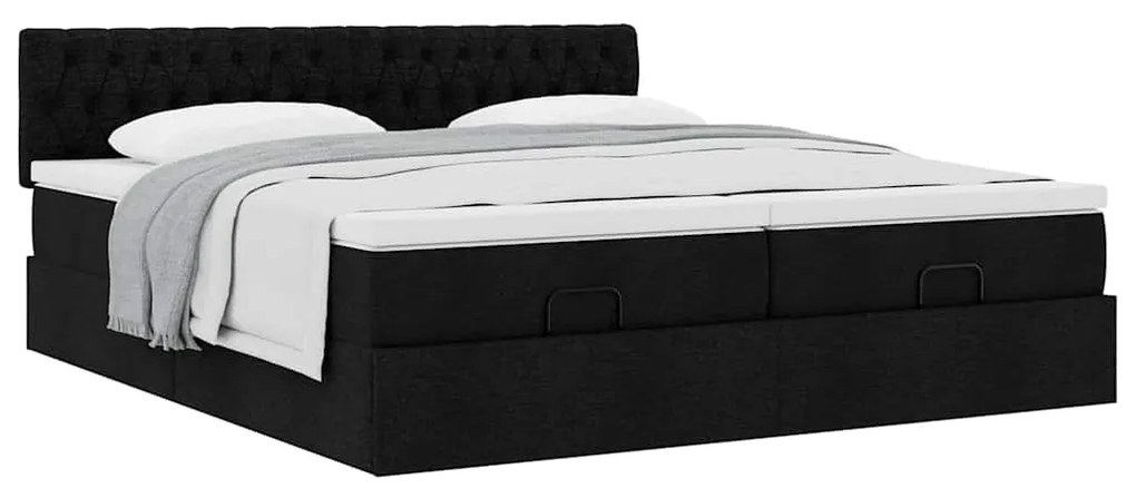 63 / 5,000vidaXL Estrutura de cama otomana com colchões tecido preto