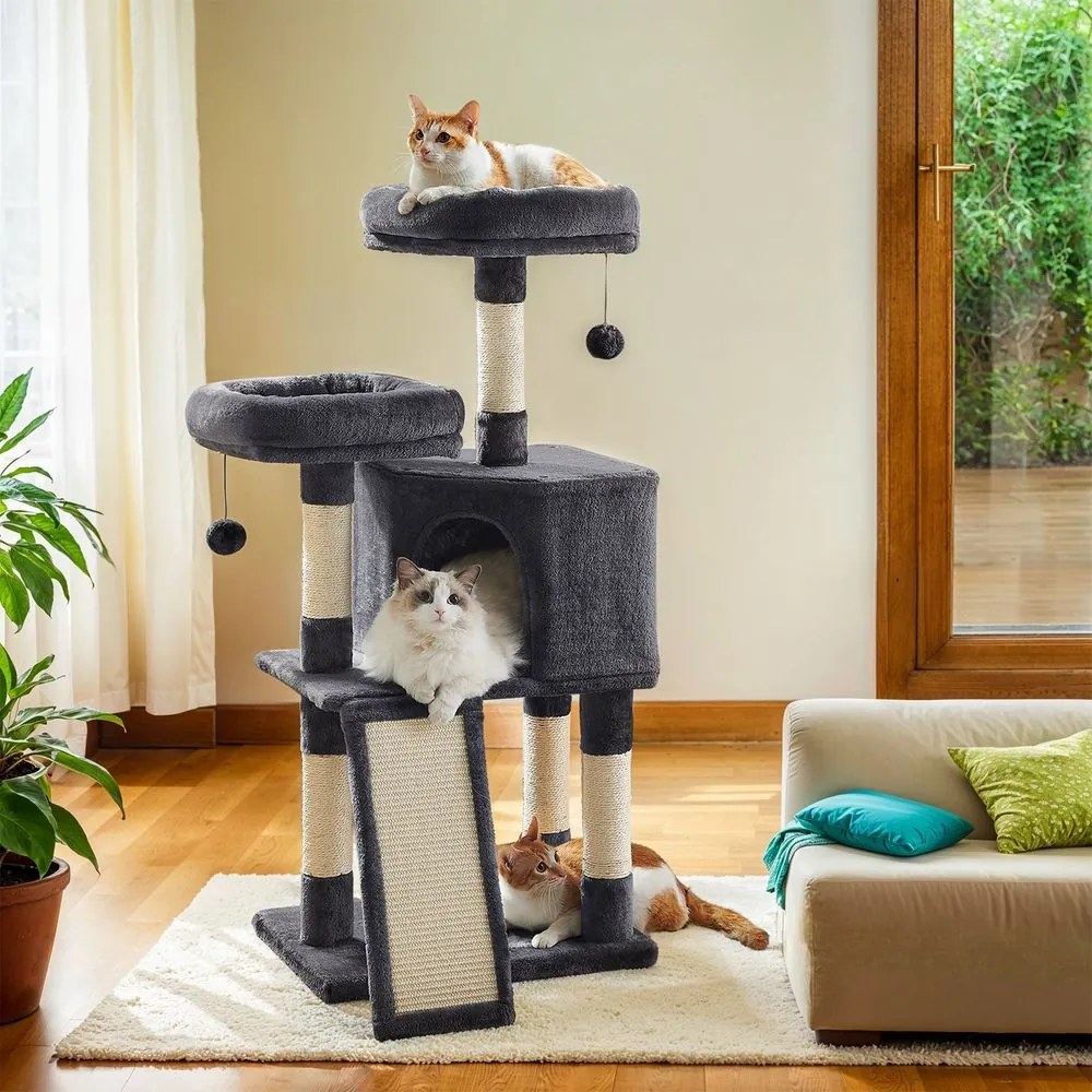Arranhador para gatos 50 x 35 x 115 cm cinzento esfumaçado