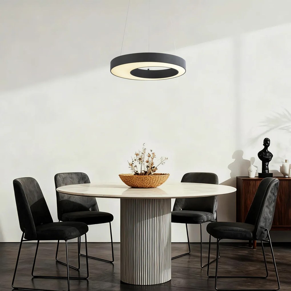 Candeeiro suspenso moderno preto 50cm incl. LED regulável em 3 níveis - Organici