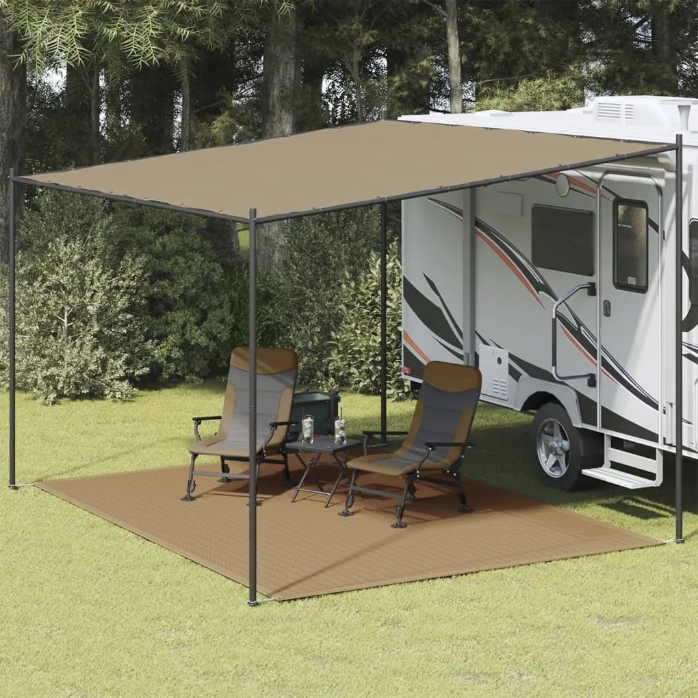 Tapete para Tenda 300x400 cm Cinzento-Acastanhado