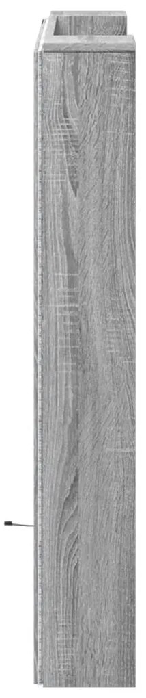 Armário de cabeceira c/ luzes LED 100x16,5x103,5cm cinza sonoma
