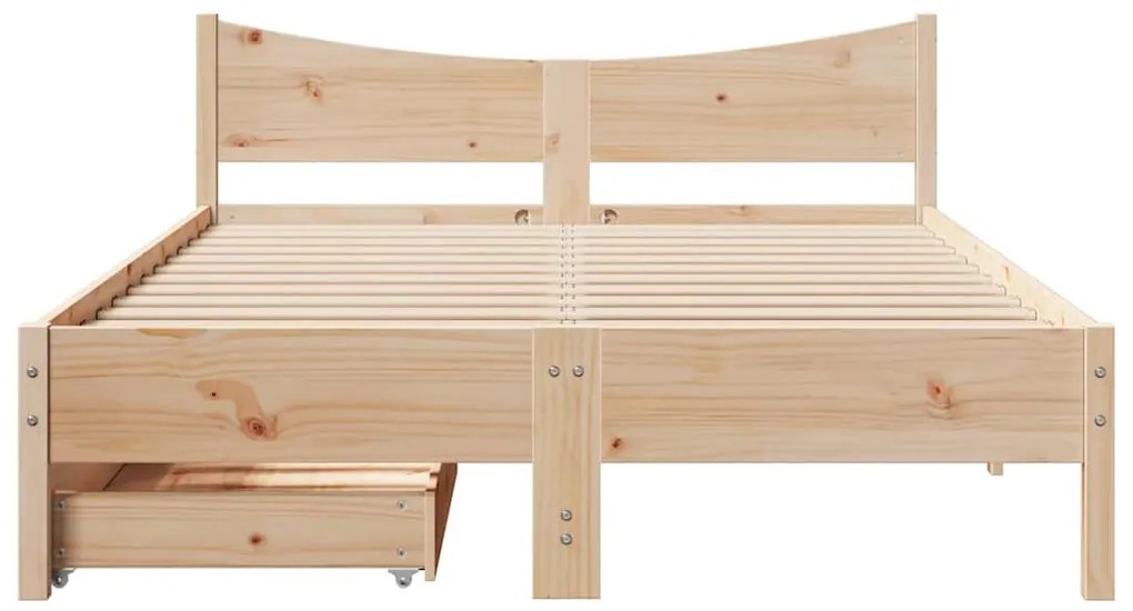 Estrutura de cama c/ gavetas 135x190 cm madeira de pinho maciça
