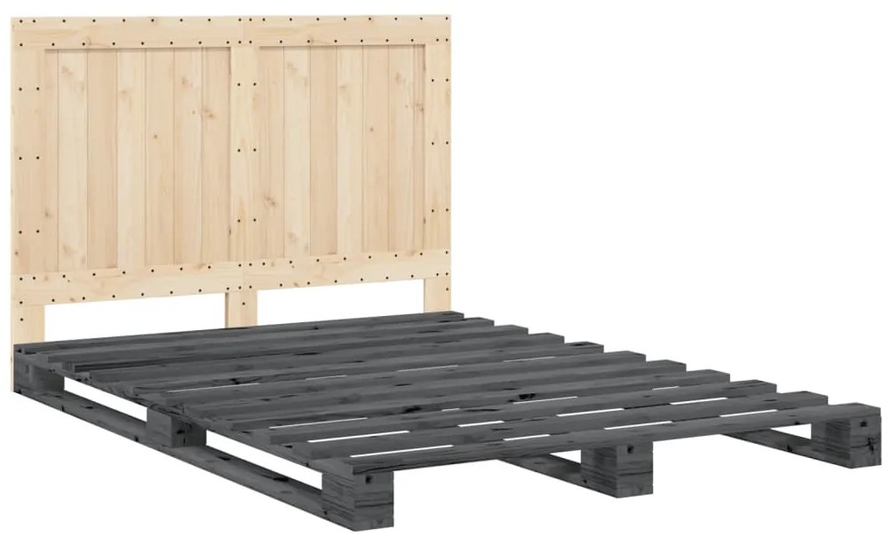 Estrutura de cama com cabeceira 140x200 cm pinho maciço cinza