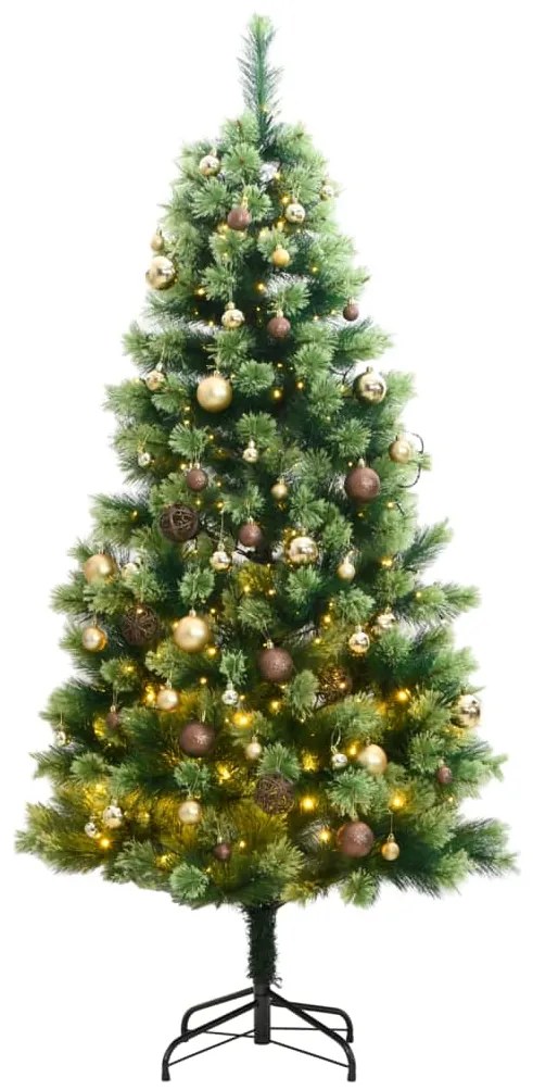 vidaXL Árvore Natal artificial articulada c/ 300 luzes LED+bolas 210cm