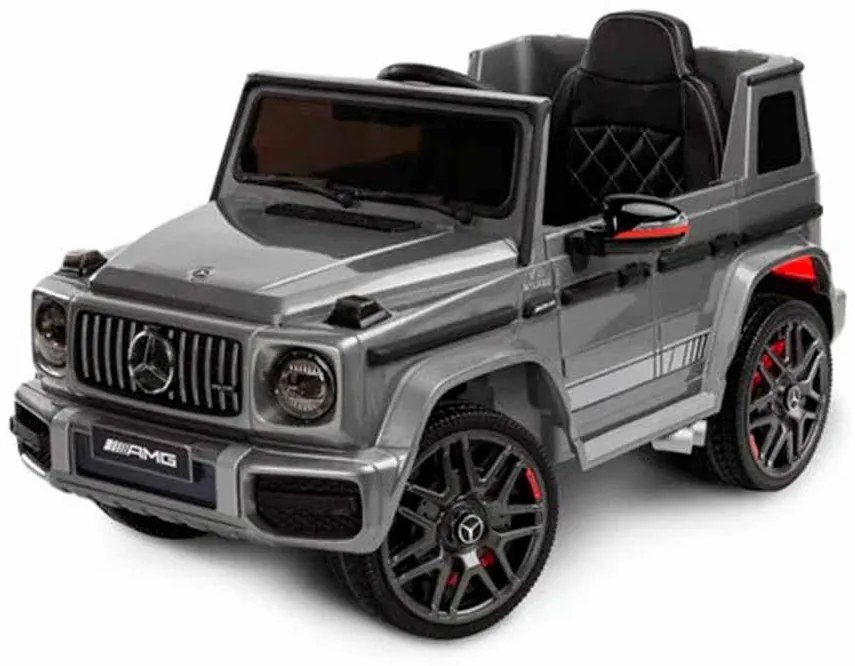 Carro elétrico para crianças 12V Mercedes G63 pneus de borracha, banco de couro Cinzento